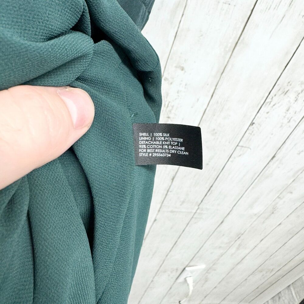 Club Monaco 100% Silk Sleeveless Forest Green Snatched Mini Dress Size 0 - Picture 5 of 5